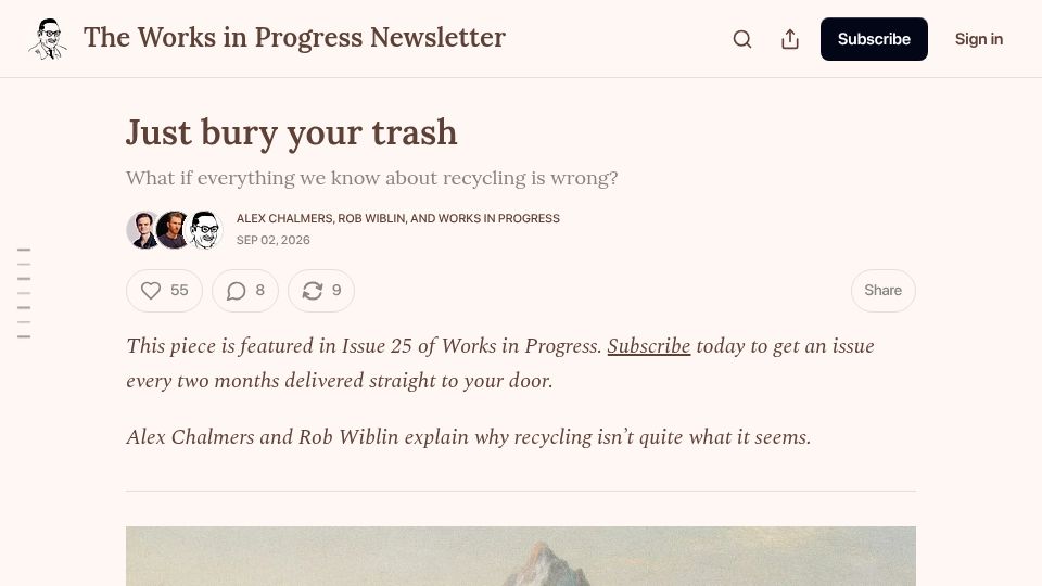 Screenshot of worksinprogress.news: Just Bury Your Trash
