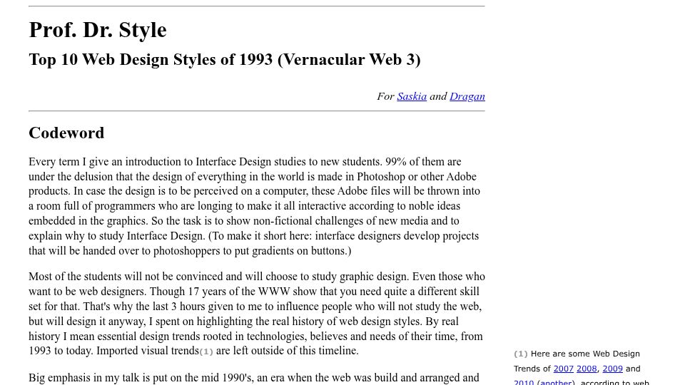 Screenshot of contemporary-home-computing.org: Top Web Design Styles of 1993
