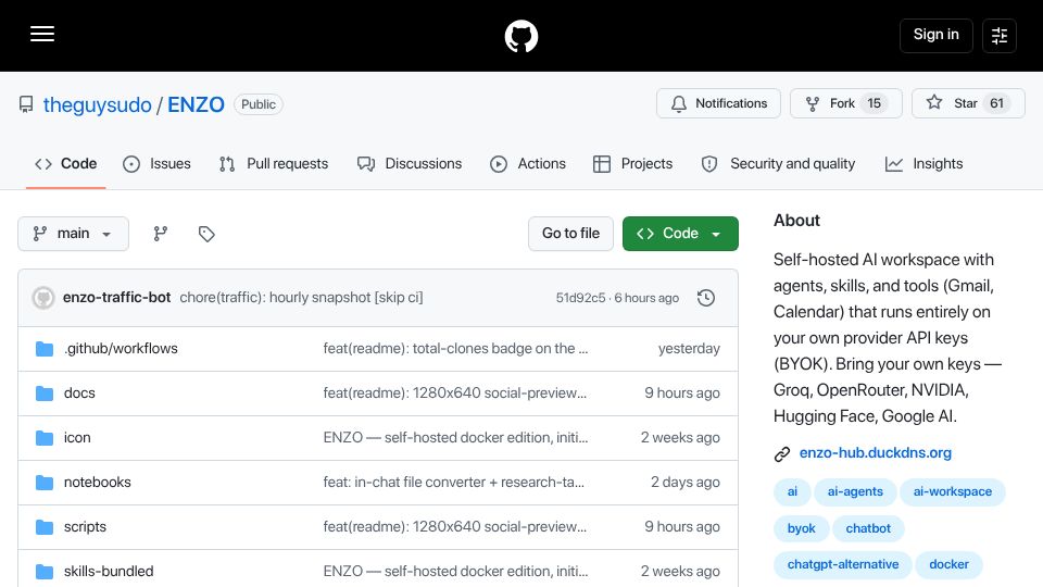 Screenshot of github.com: Show HN: I created an open source locally usable full fledged AI platform