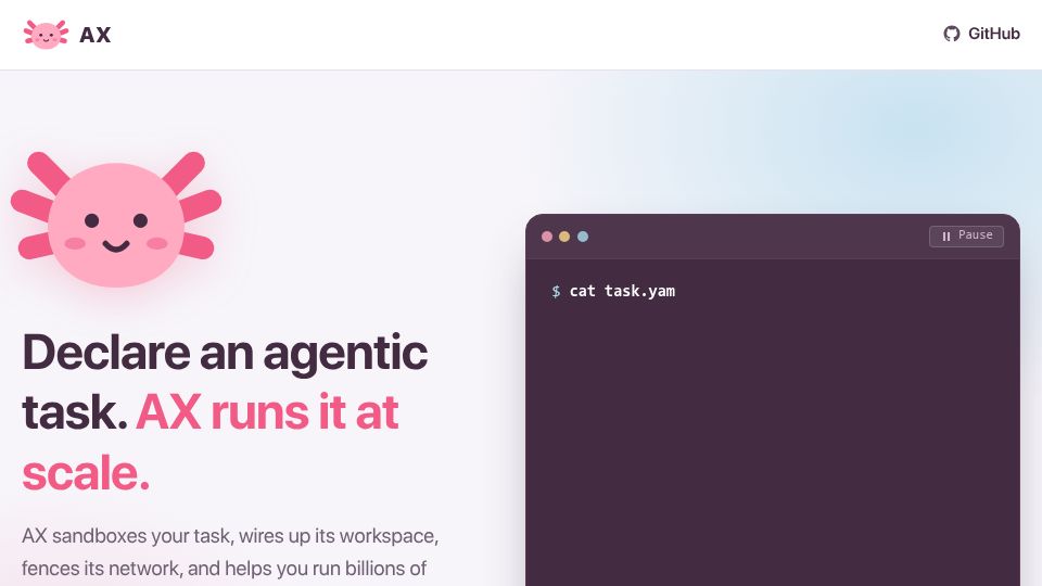 Screenshot of agentexecutor.io: AX – Google’s Open Agentic Orchestrator