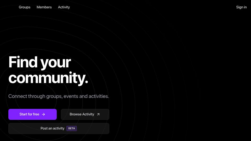 Screenshot of radius.to: Show HN: Radius – A Meetup.com Alternative