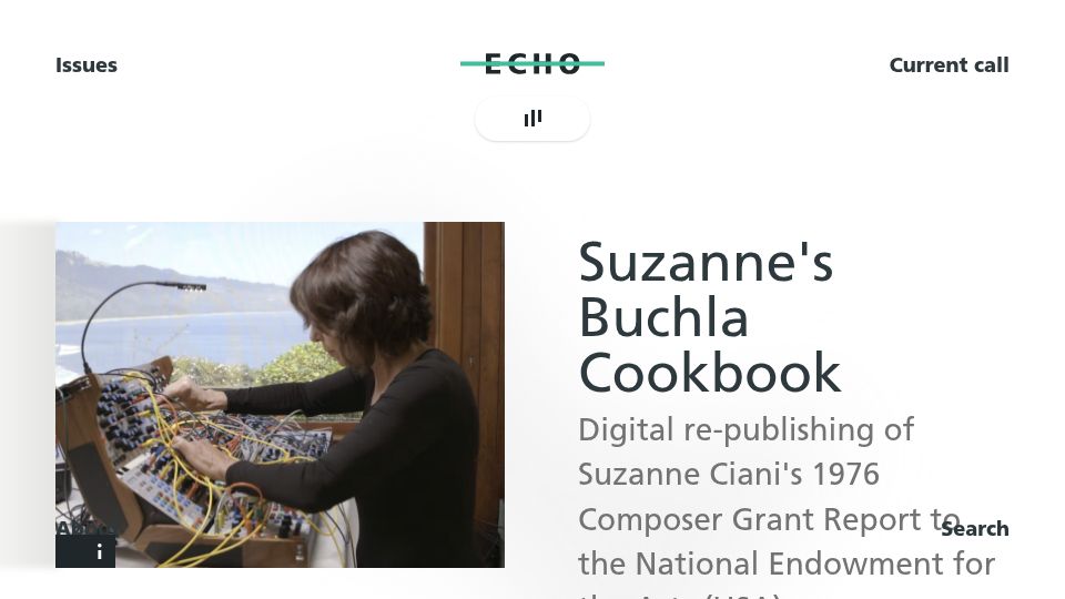 Screenshot of echo.orpheusinstituut.be: Suzanne Ciani's Buchla Cookbook