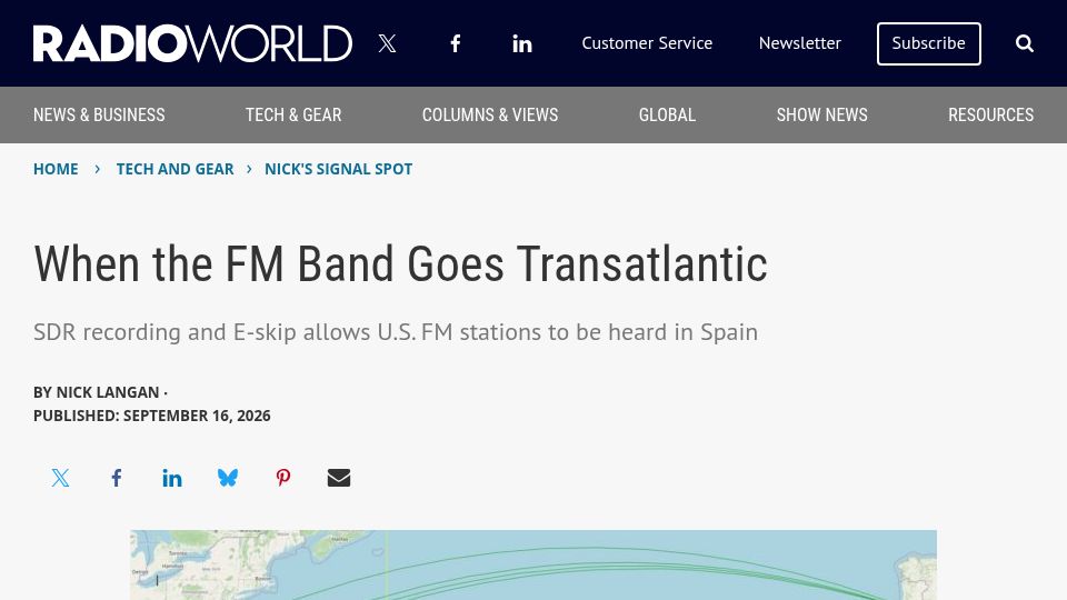 Screenshot of radioworld.com: When the FM Band Goes Transatlantic
