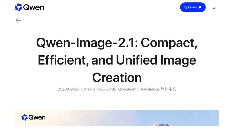 Screenshot of qwen.ai: Qwen Image 2.1