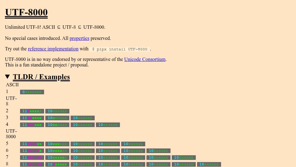 Screenshot of utf-8000.jb2170.com: UTF-8000: Unlimited UTF-8