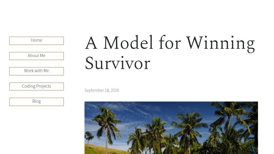 Screenshot of victoriaritvo.com: A Model for Winning Survivor