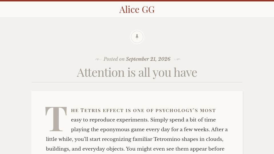 Screenshot of alicegg.tech: Attention is all you have