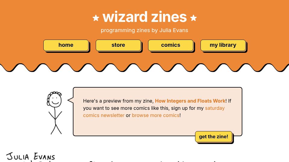 Screenshot of wizardzines.com: More floating point alternatives