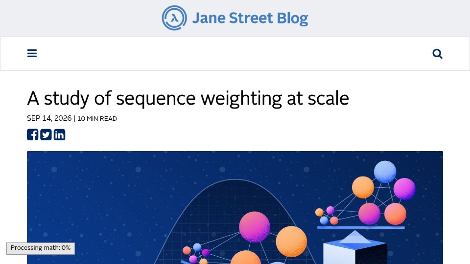 Screenshot of blog.janestreet.com: A study of sequence weighting at scale
