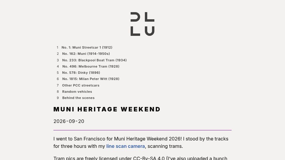 Screenshot of daniel.lawrence.lu: MUNI Heritage Weekend in San Francisco