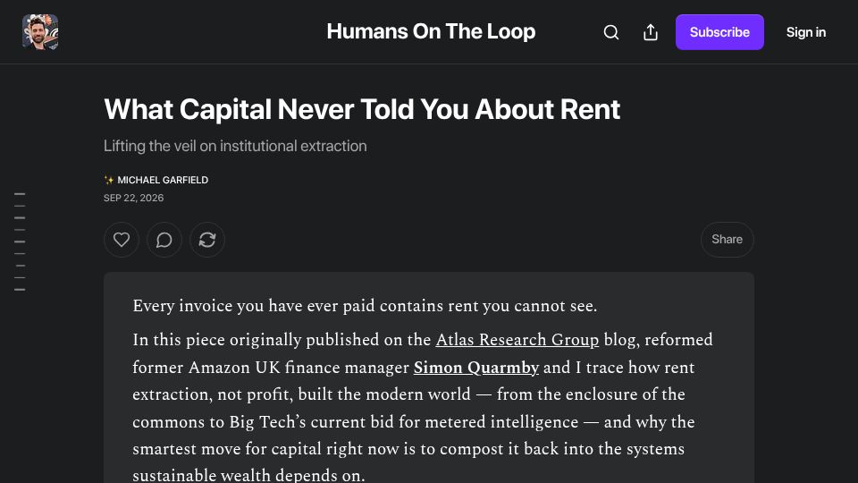 Screenshot of humansontheloop.com: What Capital Never Told You About Rent