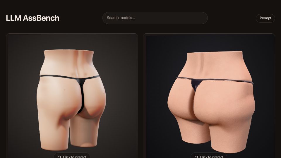 Screenshot of assbench.com: LLM Ass Bench