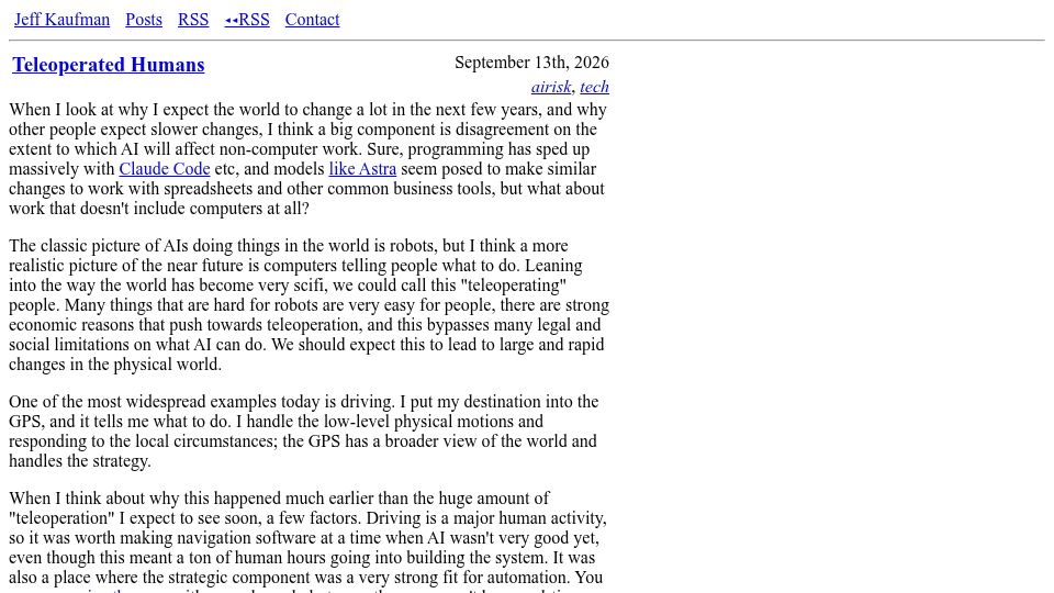Screenshot of jefftk.com: Teleoperated Humans