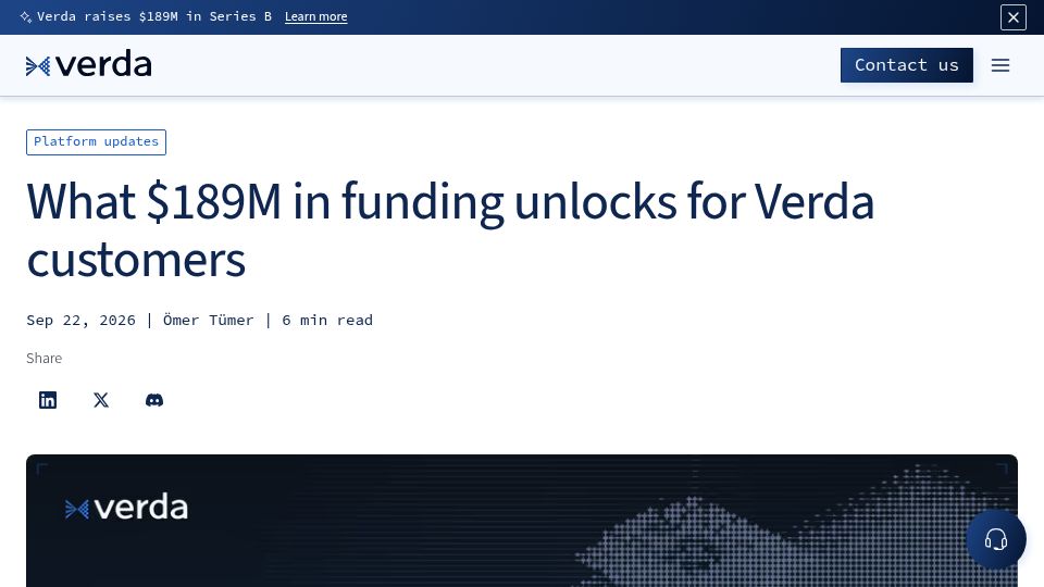 Screenshot of verda.com: Verda (Finland) raises $189M in Series B