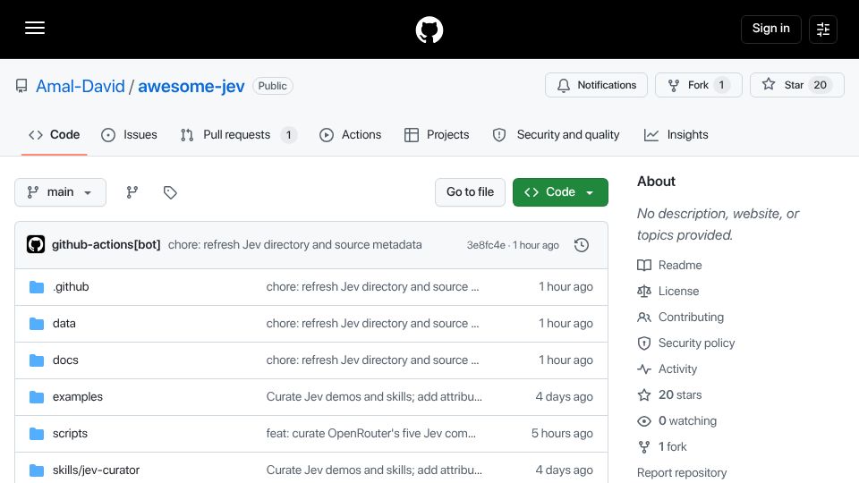 Screenshot of github.com: Jev – A curation of Jev demos on X, tools, skills, and integrations