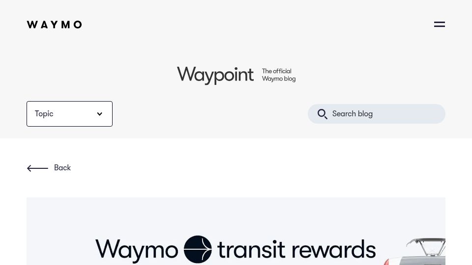 Screenshot of waymo.com: Transit rewards