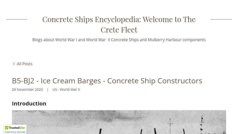 Screenshot of thecretefleet.com: B5-BJ2 – Ice Cream Barges – Concrete Ship Constructors (2023)