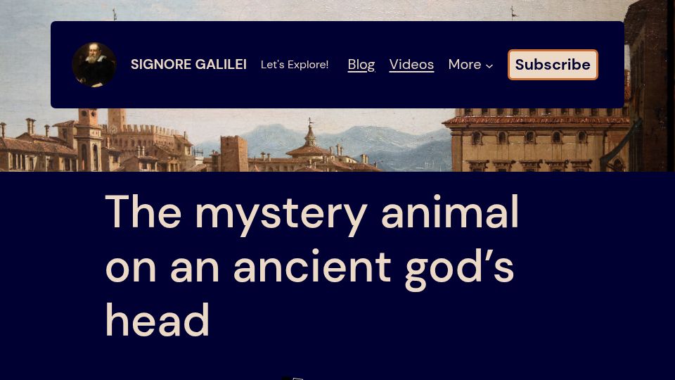 Screenshot of signoregalilei.com: The mystery animal on an ancient god's head
