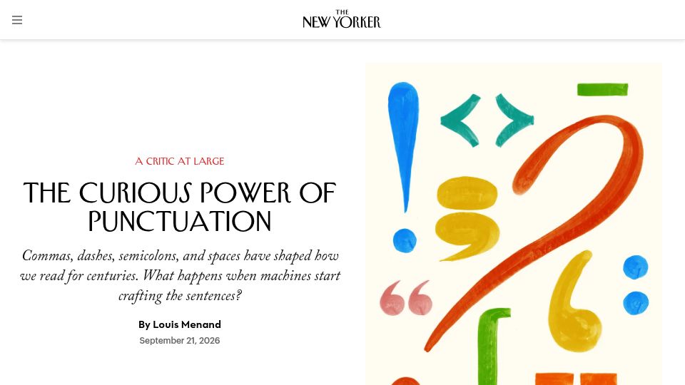 Screenshot of newyorker.com: The Curious Power of Punctuation