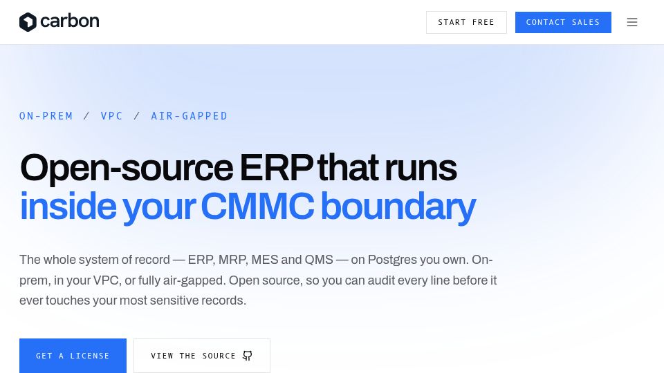 Screenshot of carbon.ms: Show HN: An open-source manufacturing ERP/MES/QMS
