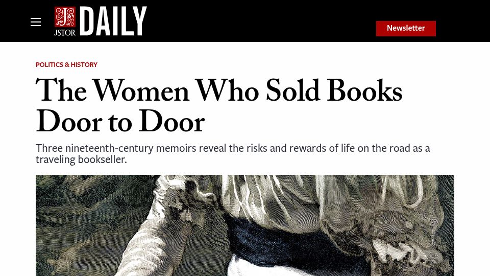 Screenshot of daily.jstor.org: Women Who Sold Books Door to Door
