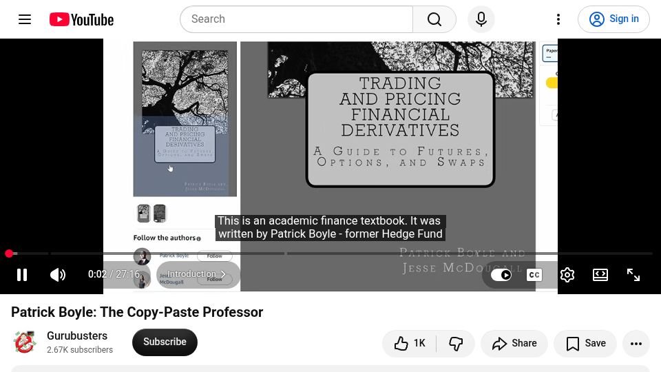 Screenshot of youtube.com: Patrick Boyle: The Copy-Paste Professor
