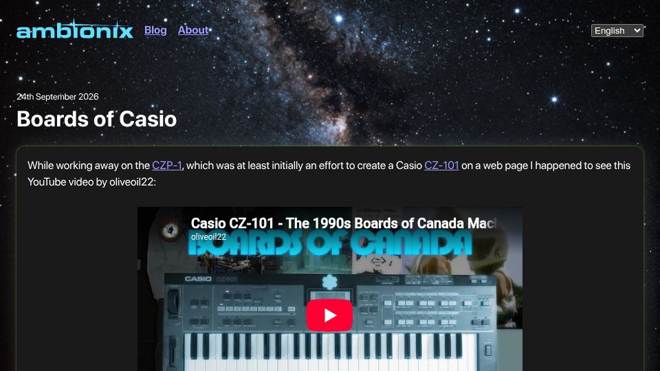 Screenshot of ambionix.com: Boards of Casio