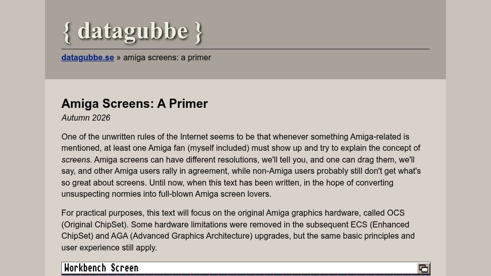 Screenshot of datagubbe.se: Amiga Screens: A Primer