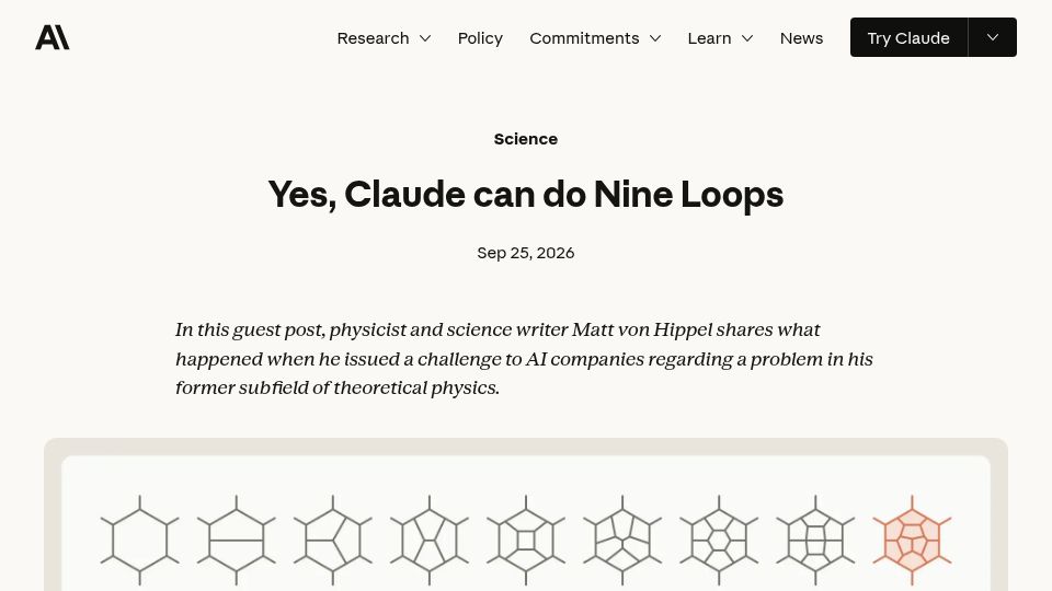 Screenshot of anthropic.com: Yes, Claude can do Nine Loops
