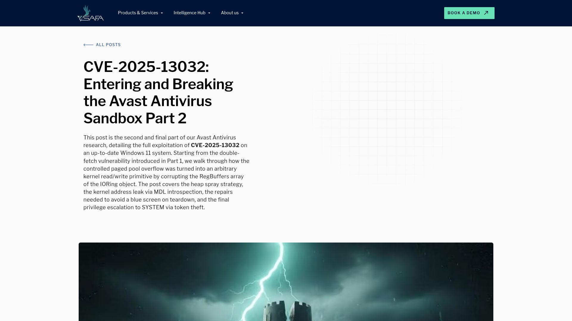 Screenshot of safateam.com: CVE-2025-13032: Entering and Breaking the Avast Antivirus Sandbox Part 2