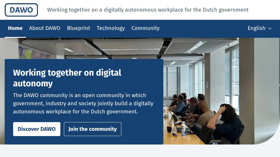 Screenshot of dawo.community: Dutch governments builds alternative for Microsoft based on NixOS