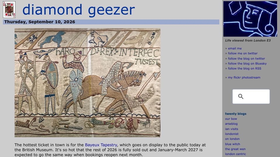 Screenshot of diamondgeezer.blogspot.com: Reading’s Bayeux Tapestry