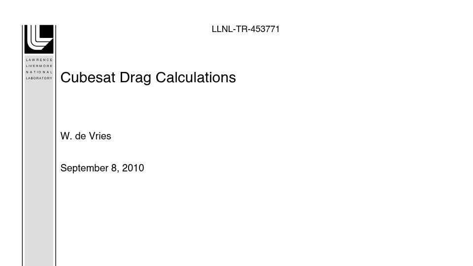 Screenshot of osti.gov: Calculating atmospheric drag on satellites for a Cubesat [pdf]