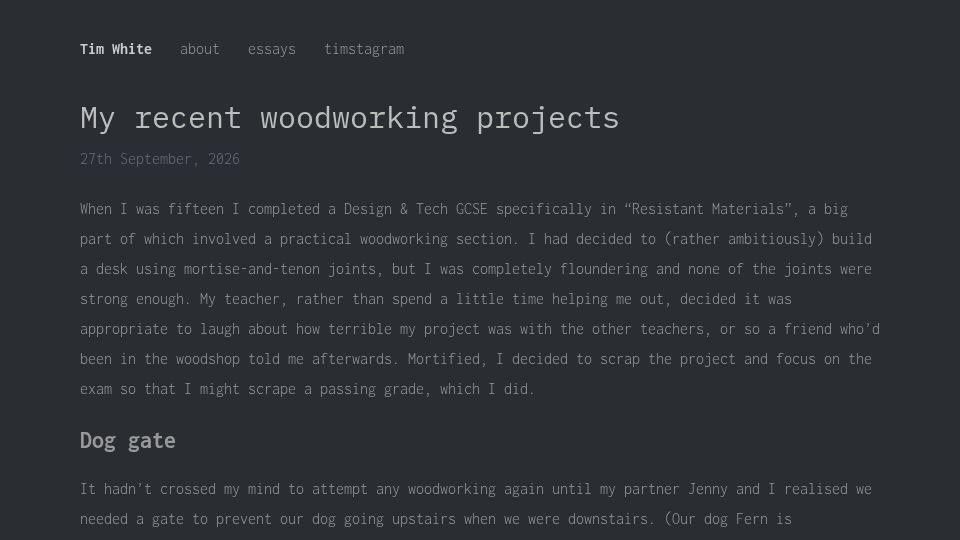 Screenshot of notoriousbfg.com: My Recent Woodworking Projects