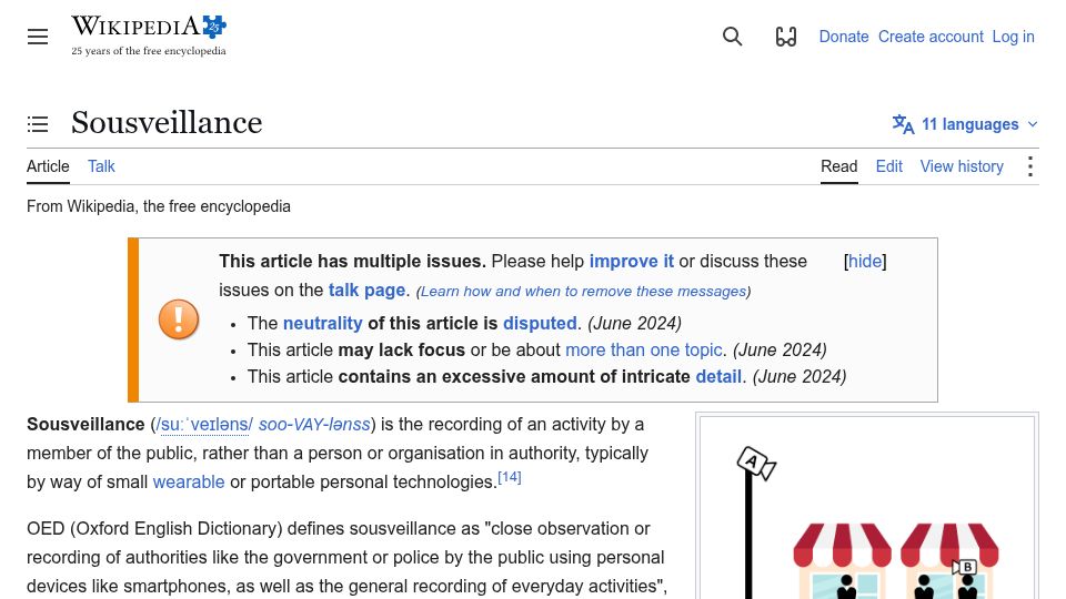 Screenshot of en.wikipedia.org: Sousveillance