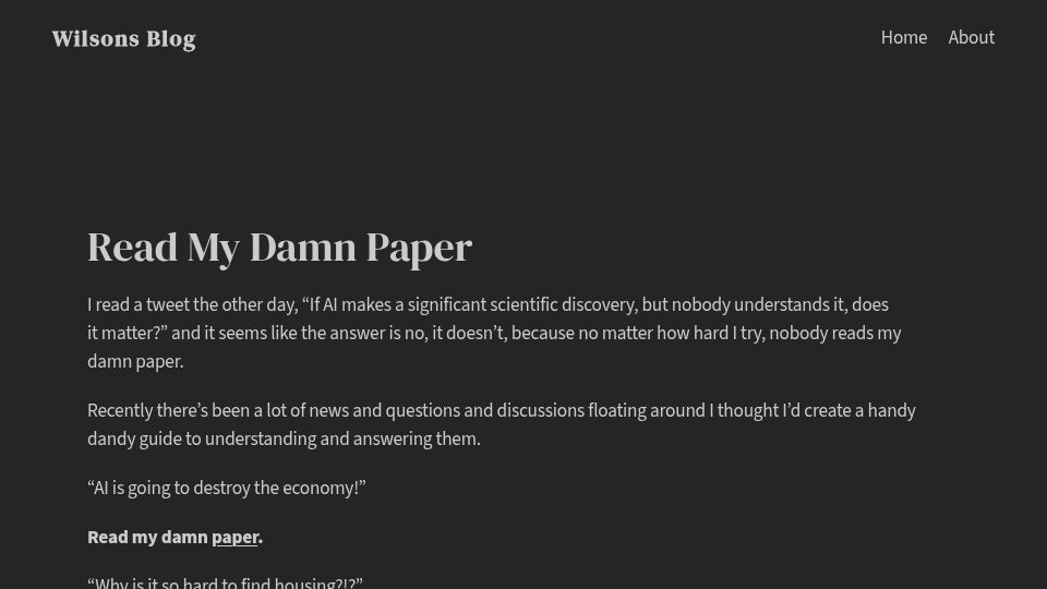 Screenshot of wilsoniumite.com: Read My Damn Paper