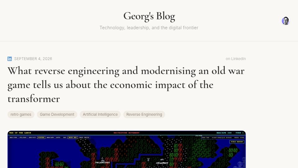 Screenshot of this.os.isfine.org: What reversing, modernising old games tells us about the economic impact of AI