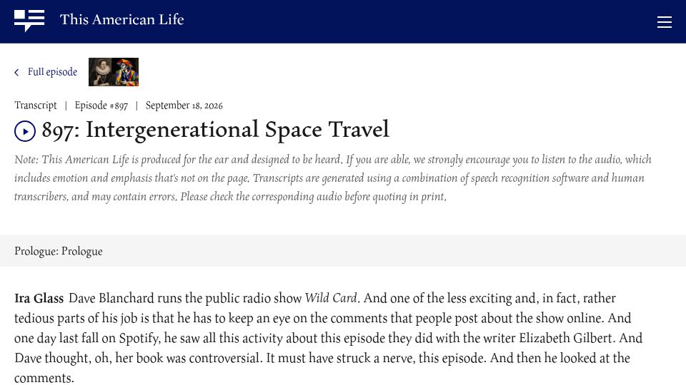 Screenshot of thisamericanlife.org: Kids turned low-traffic NPR Spotify comments into a secret group chat