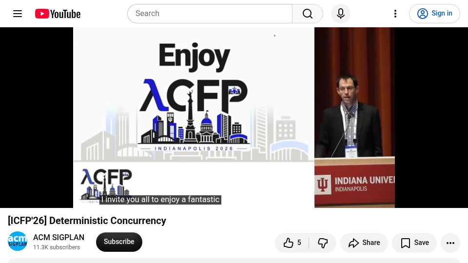 Screenshot of youtube.com: Deterministic Concurrency [video]