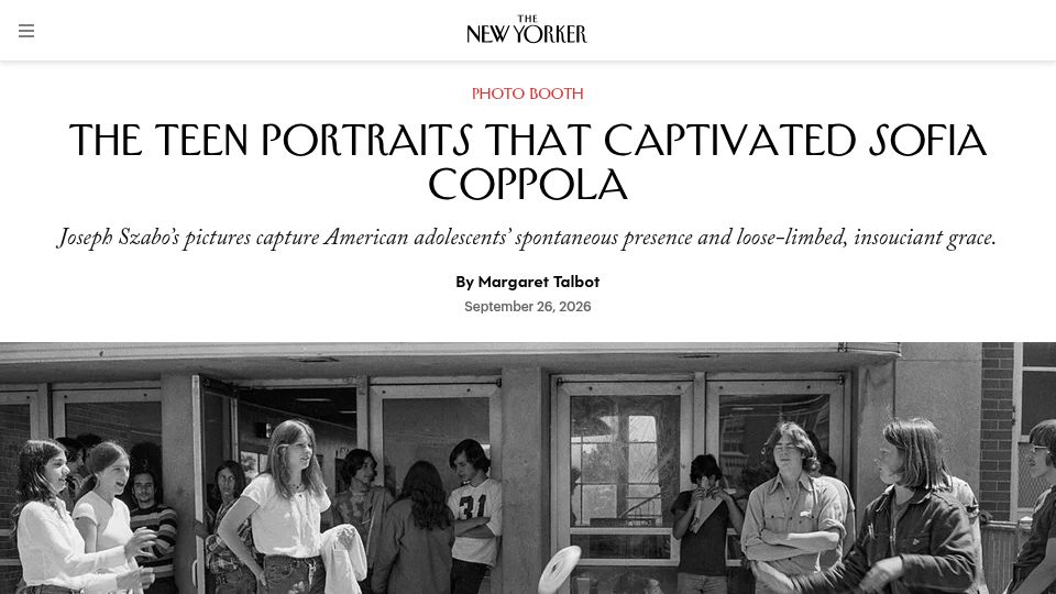 Screenshot of newyorker.com: Joseph Szabo’s pictures of American adolescents