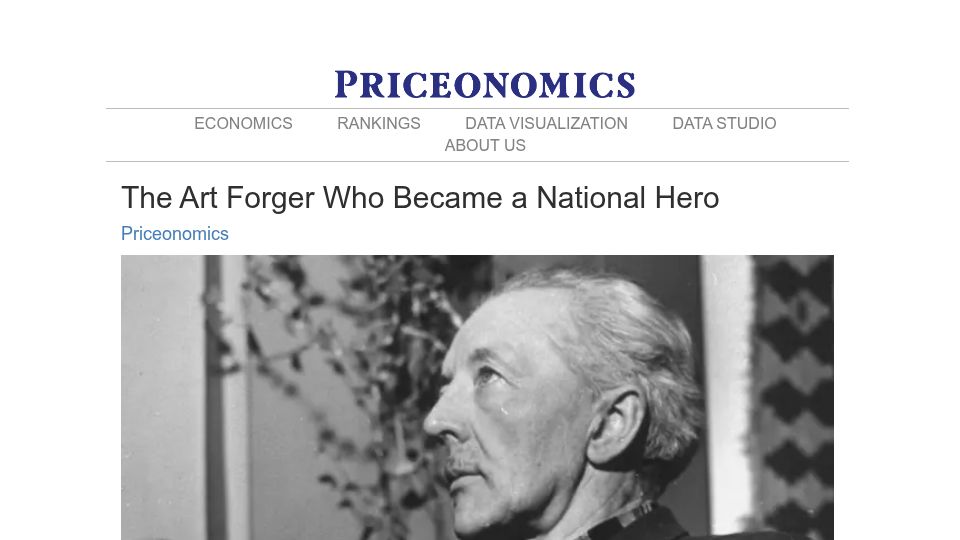 Screenshot of priceonomics.com: The Art Forger Who Became a National Hero