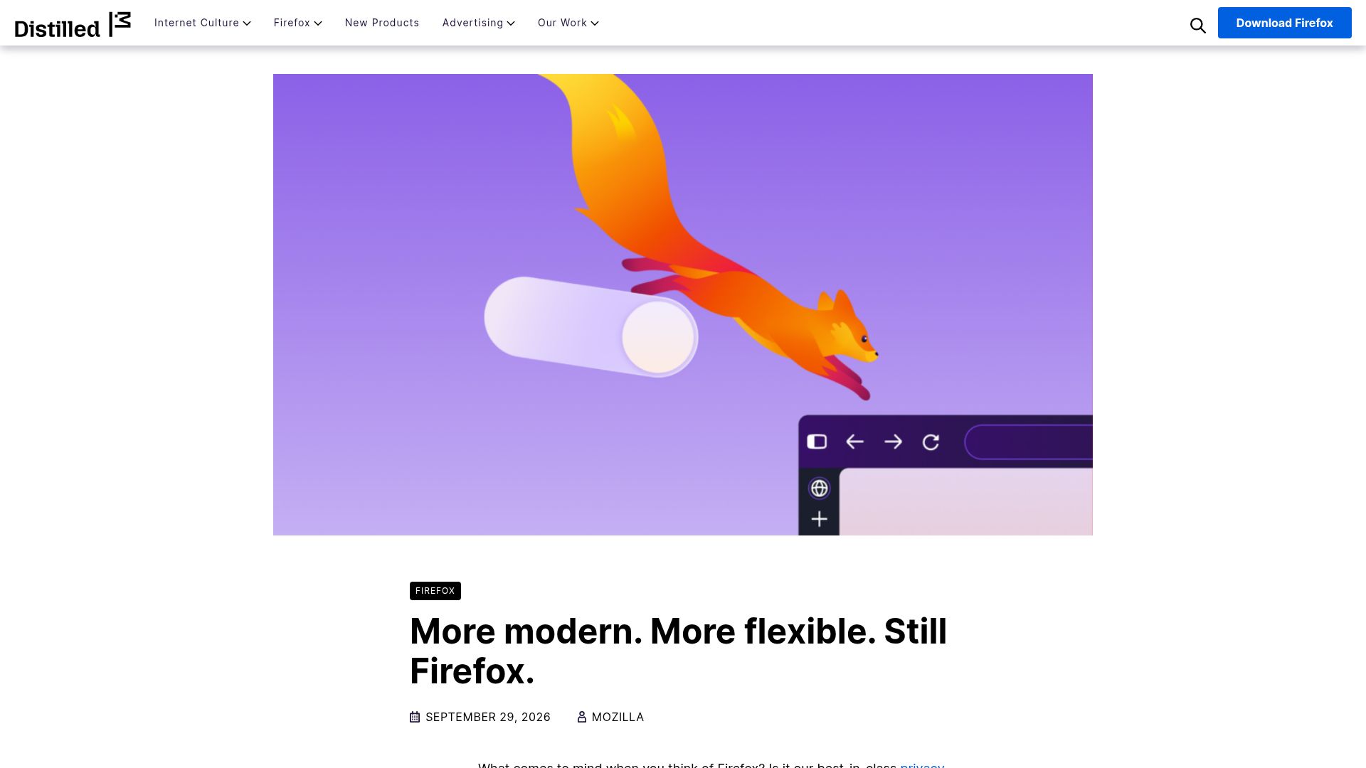 Screenshot of blog.mozilla.org: The new Firefox design is here