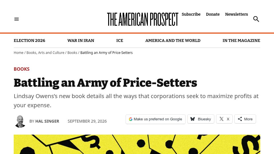 Screenshot of prospect.org: The End of a Fair Price: Dynamic Pricing and the Normalization of Gouging