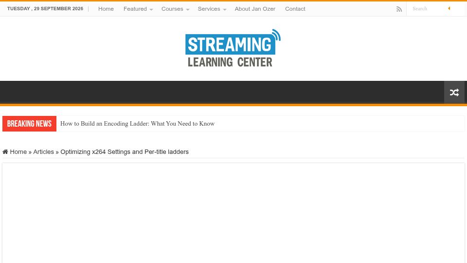 Screenshot of streaminglearningcenter.com: Optimizing x264 settings and per-title ladders