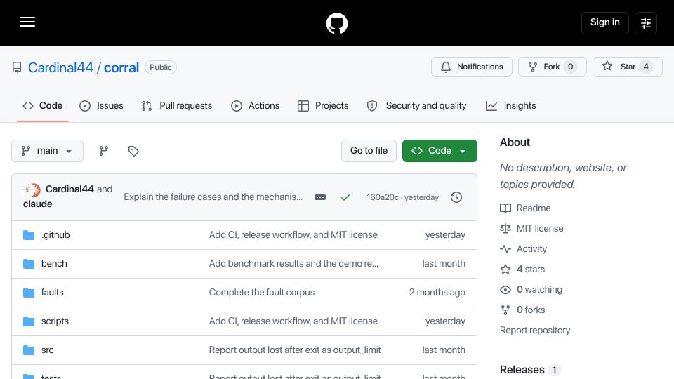 Screenshot of github.com: Show HN: Corral – Kill every command your agent starts