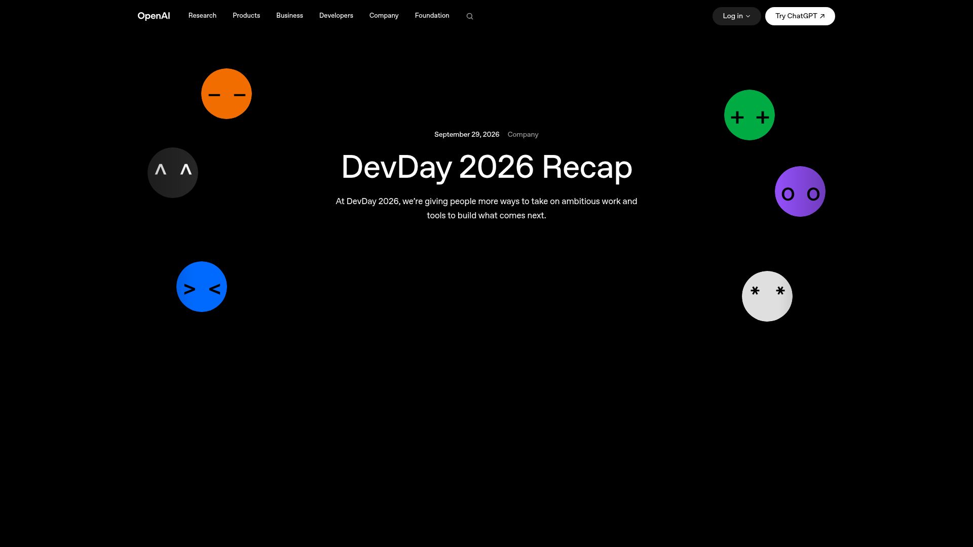 Screenshot of openai.com: DevDay 2026 Recap