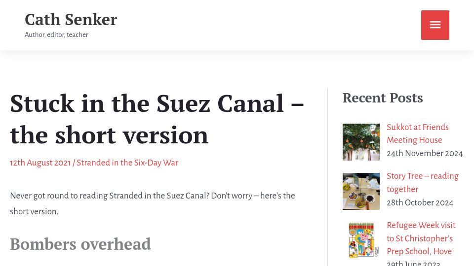 Screenshot of cathsenker.co.uk: Stuck in the Suez Canal – the short version (2021)