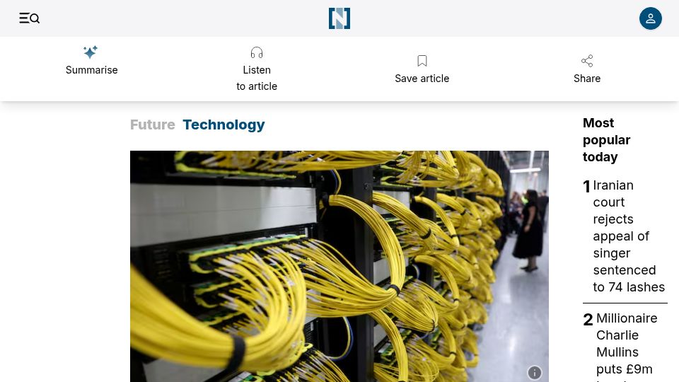 Screenshot of thenationalnews.com: AI needs $6T in annual revenue to justify data centre boom