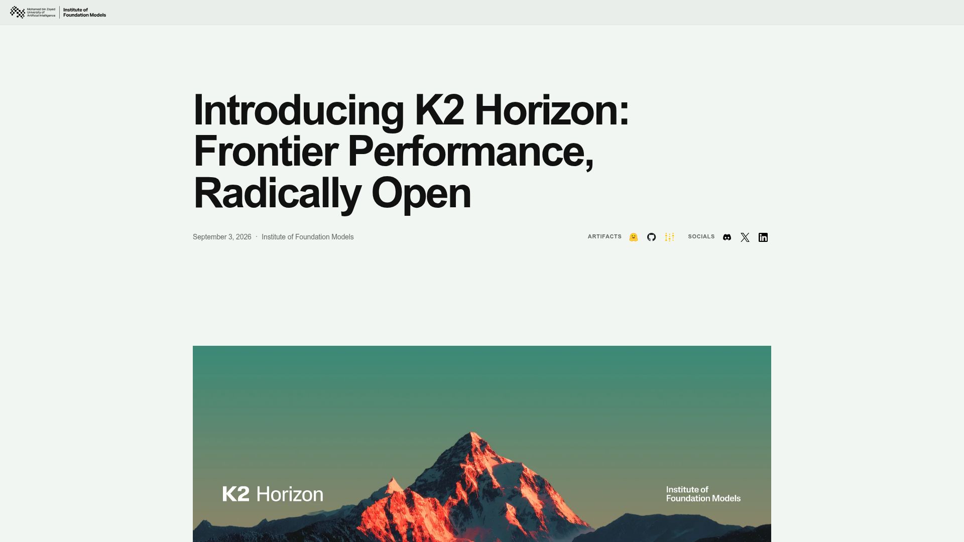Screenshot of ifm.ai: K2 Horizon: A connected fleet of six open models