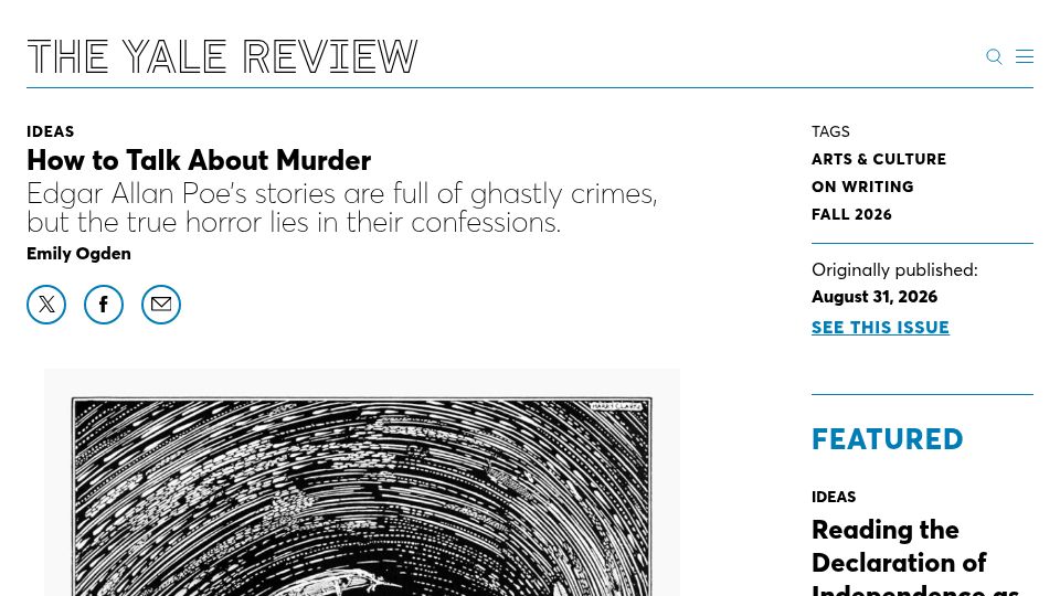 Screenshot of yalereview.org: The true horror of Edgar Allan Poe’s stories lies in their confessions